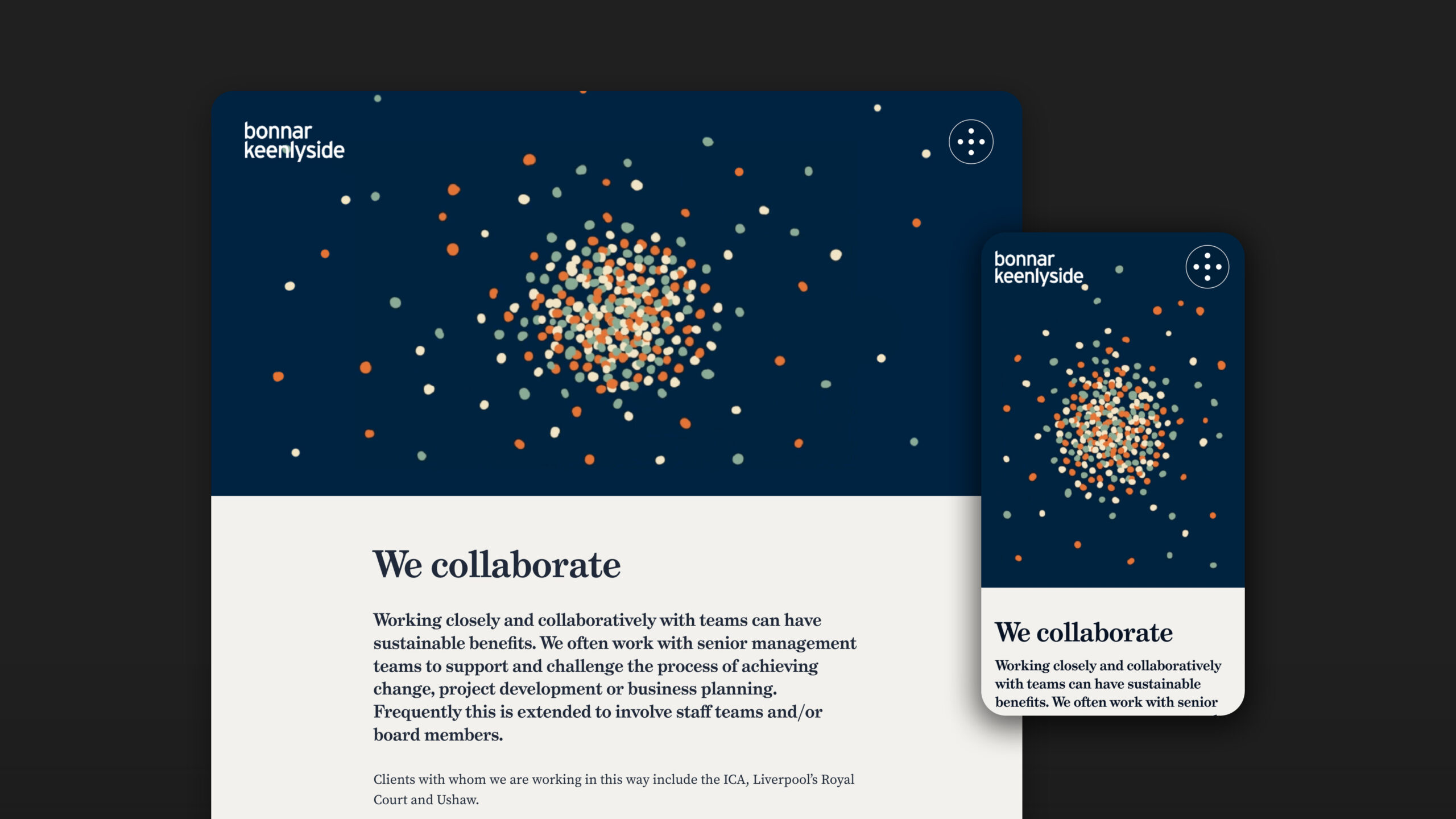 Website design and branding for Bonnar Keenlyside arts consultants