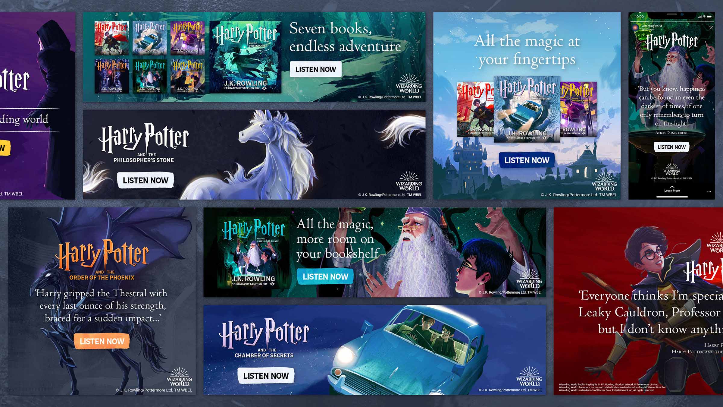 Digital adverts designed to promote the Harry Potter audiobooks