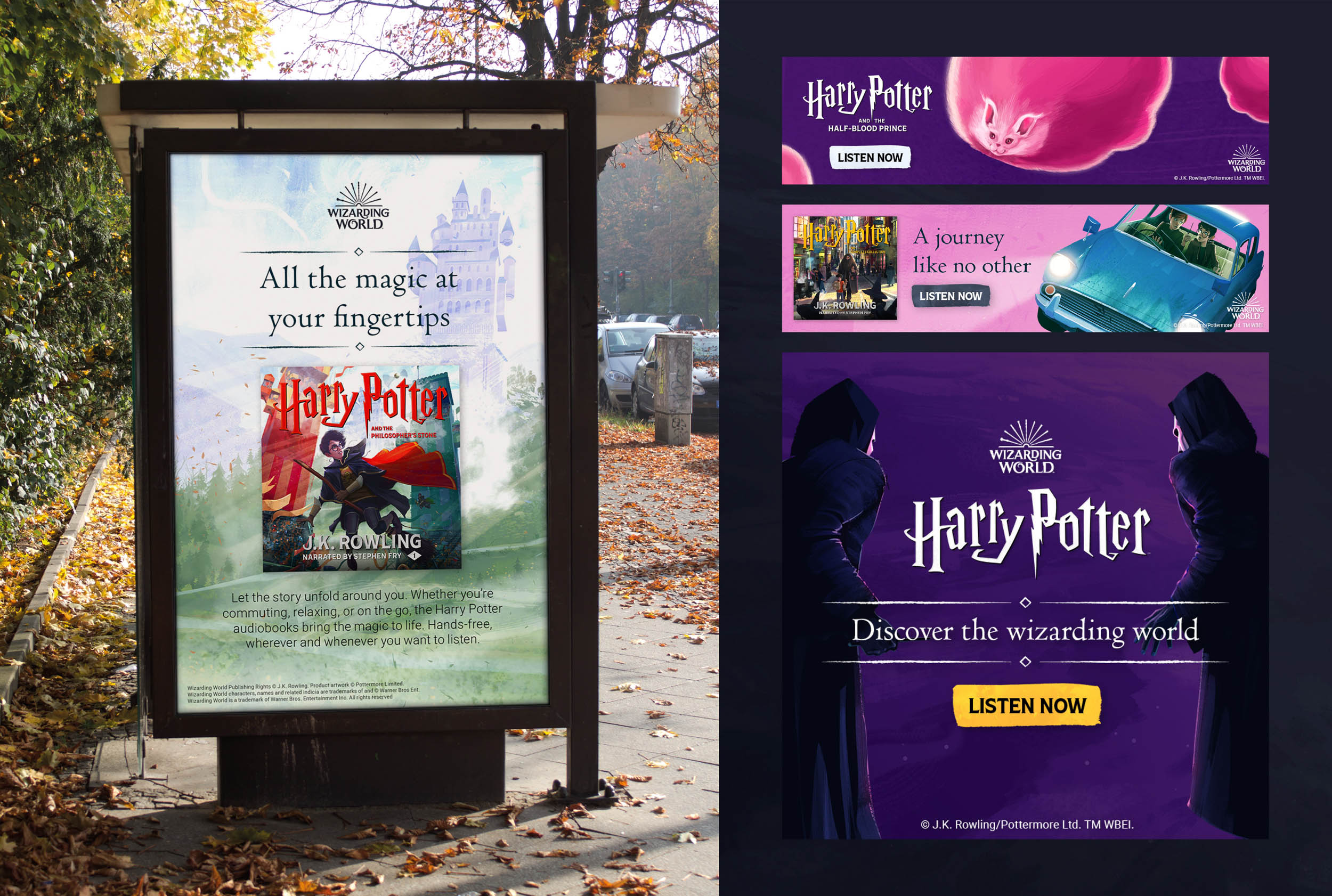 A mixture of out of home adverts and digital ads