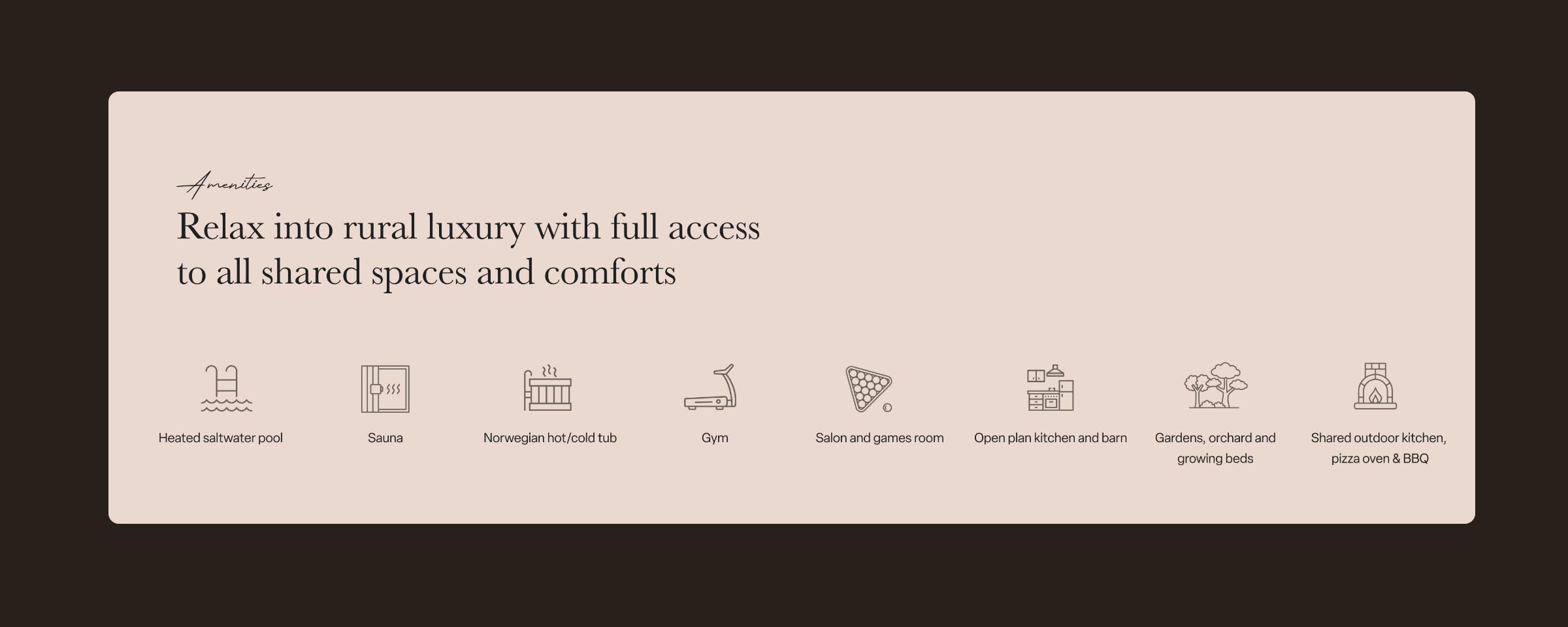 Icon design showing the facilities at the luxury resort