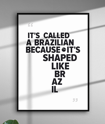 Typographic poster showing the shape of Brazil