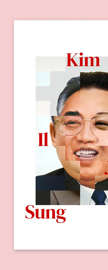 Editorial design talking about the Kim dynasty of North Korea