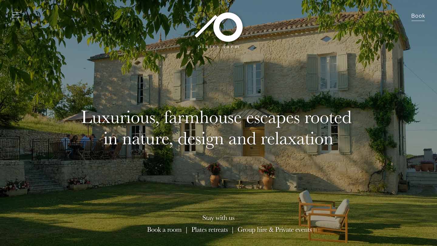 Homepage screenshot of the Plates Farm website